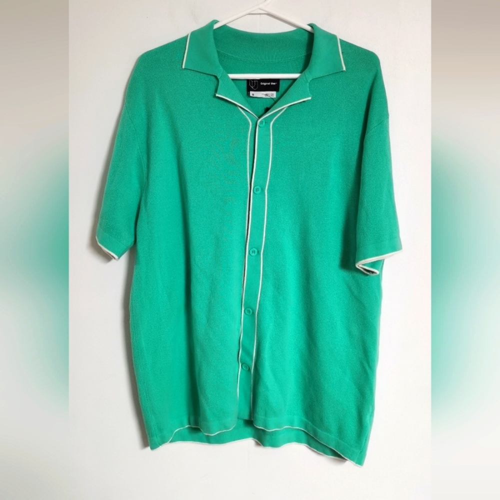 Original Use Men's Short Sleeve Button Down Polo Shirt Green S New